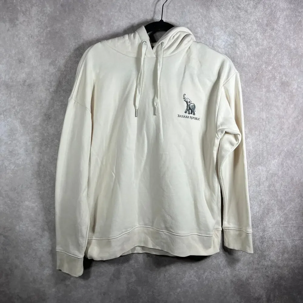 Banana Republic Hoodie‎ Sweatshirt Mens Medium Cream Pullover Long Sleeves